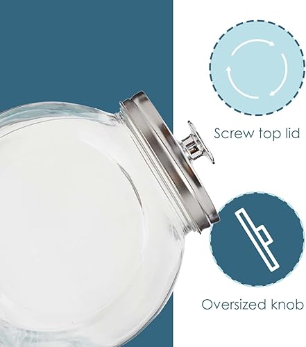 Miniatura 3 de Home Basics Tarro de cristal grande con tapa, paquete de 4, tarro alto transparente para dulces, aperitivos y golosinas para mascotas, tarro grande