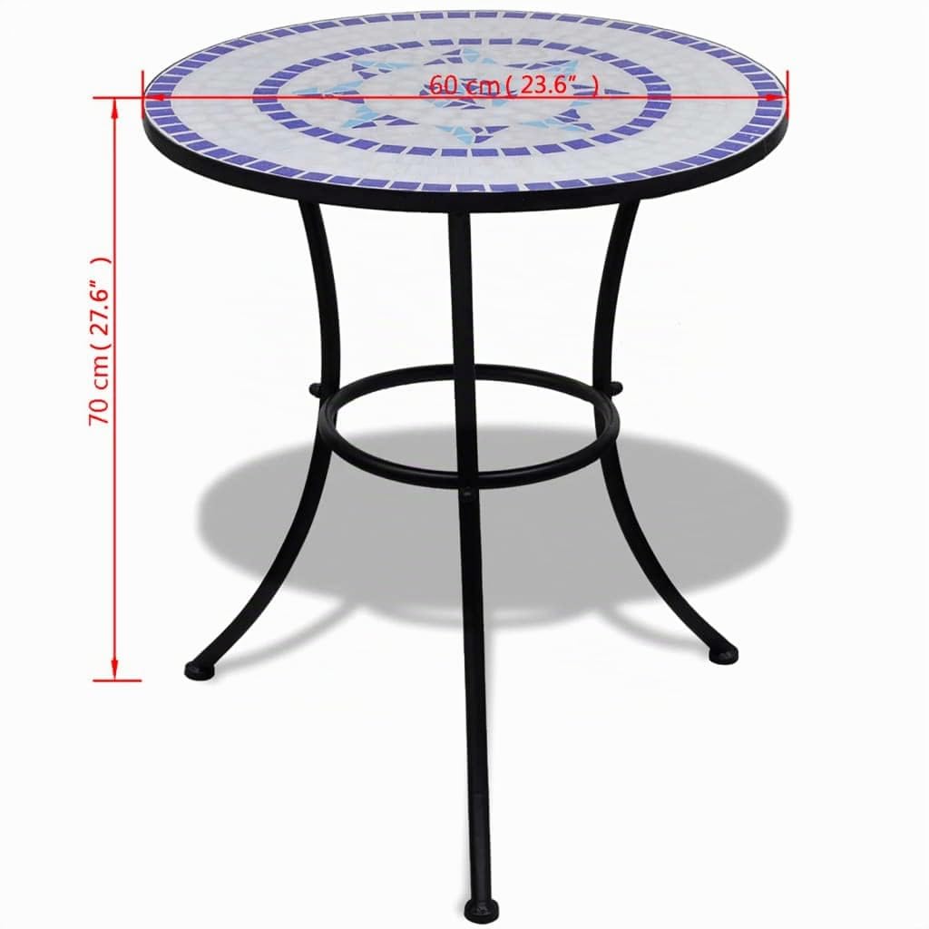 vidaXL Bistrotafel 60 cm mozaïek blauw en wit