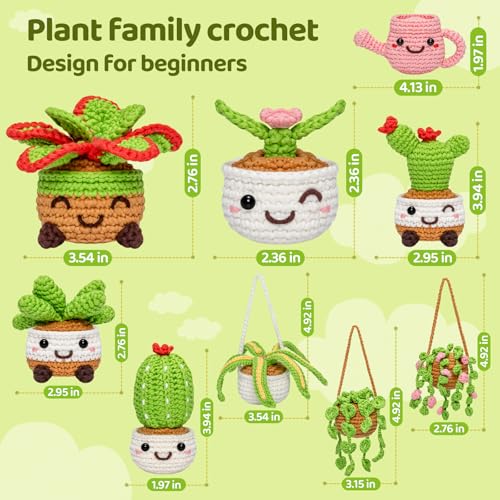 Image of Mewaii Crochet Kit for Beginners,9PCS Crocheting Plant Kit with Step-by-Step Video Tutorial,DIY Easy Knitting Kit with 40% Extra Peasy Yarn for Adults & Kids