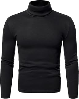 OULIWANGLUO Men Cashmere Turtleneck T-Shirt Bottoming Shirt Slim Fit Lightweight Long Sleeve Pullover Top Classic Pure Pullover