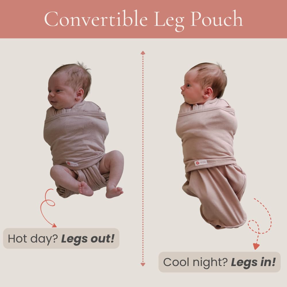 embé 2-Way Starter Baby Swaddle, Newborn Swaddle Sack, Zip, Hook & Loop Baby Wrap, Hip Healthy, Infant, 6-14 lbs, 0-3 Months - Sea