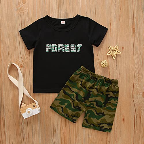 2T Winter Clothes Boy Baby Boy Clothes Short Sleeve Letter Print Tops Camouflage Toddler Suspenders And Bow Tie Set #TOP1