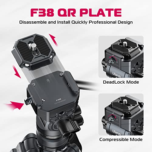 Ulanzi F38 Video Travel Tripod, 61.4" Lightweight Carbon Fiber Camera Tripod With Quick Release 1/4" Screw & Video Head, For Most Cameras/Dslr/Projector, Weight 2.38Lbs, Maxload 22Lbs #TOP2