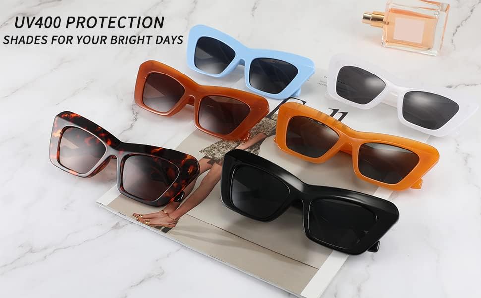 FEISEDY Women Men Retro Vintage Cat Eye Square 90s Sunglasses Jelly Colored Classic 70s Eyewear B2902 - Image 4