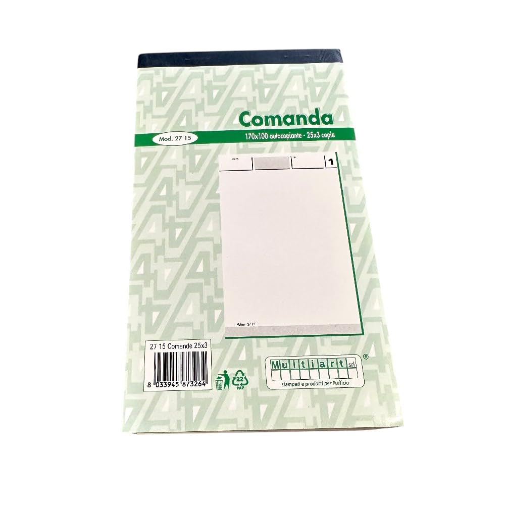 Blocco comande duplice copia 10 blocchetti 250 comande