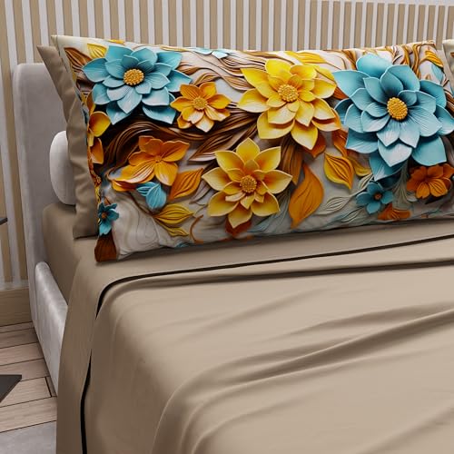 PETTI Artigiani Italiani - Coppia di Federe Cuscino 40x80 cm in Microfibra, Cuscini Arredo Camera da Letto, Divano, Salotto, Set 2 Fodere Copricuscino, Federa Floreale 05 16, 100% Made in Italy - Immagine 1