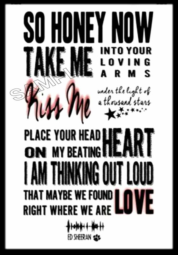 Ed Sheeran Poster Quote British Pop Music Photo Wall Art Picture Poster A4