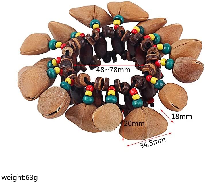 African Tribal Style Nuts Shell Bracelet Handbell，for Djembe African Drum Conga Percussion Accessories