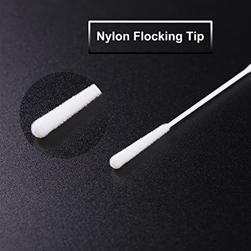GlobalRoll 500 Pack Nasopharyngeal Nylon Specimen Flocked Swab, Nasal Swabs Sterile Nasopharyngeal Swab Individually Wrapped, Nylon Flocking Tip ABS Handle Flocked Swab for Sampling