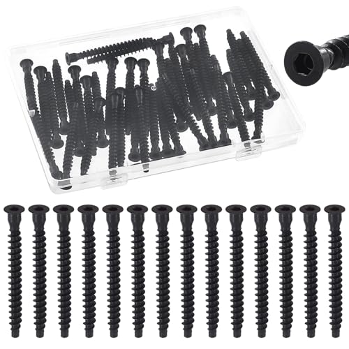 Image of Glarks 40pcs M7 x 70mm Black Confirmat Screws Kit, Carbon Steel Hex Socket Drive Self-Tapping Screw, Hex Socket Furniture Screws for Cabinet, Chairs, Furniture Connecting