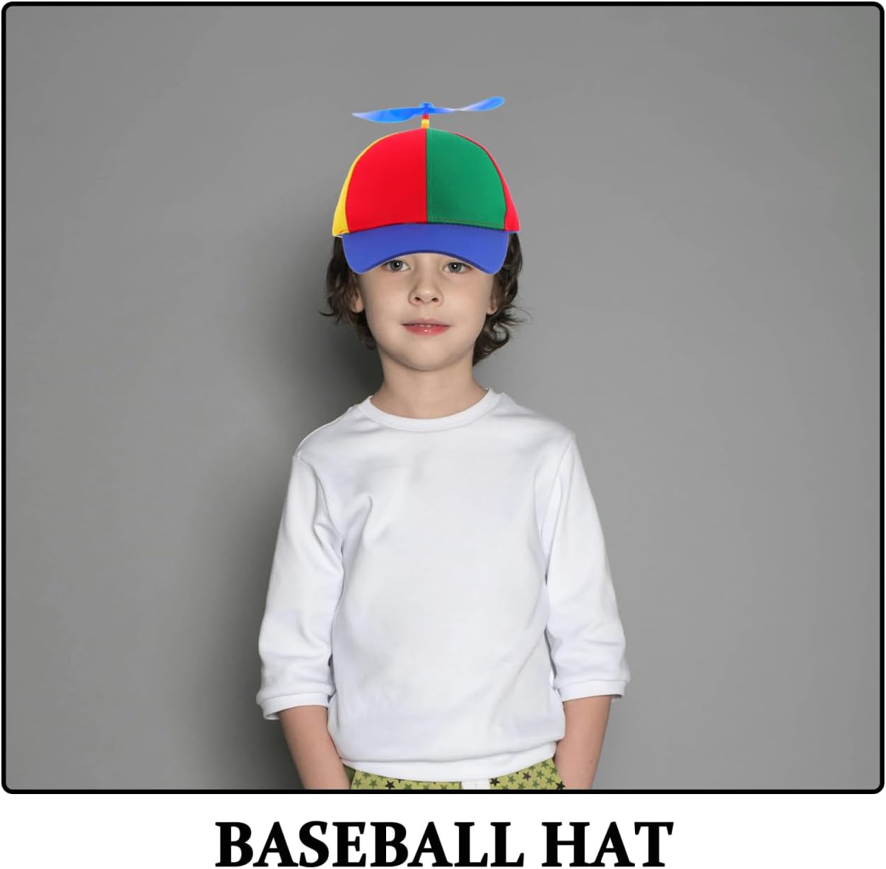PRETYZOOM Detachable Bamboo Adult Propeller Hat Adorable Summer Baseball Cap with Blue Brim for Child to Adult School Girl Boy