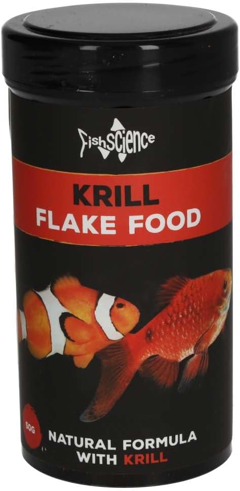 Krill Flake Food 50g (250ml) | 45% Protein with 26% Krill for Colour, Growth & Vitality – Natural Spirulina, Kelp & Salmon Oil – Ideal for Freshwater & Marine Fish