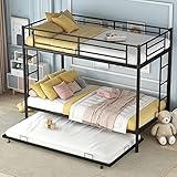 Merax Twin Over TwinTriple Bunk Bed with Twin Size Trundle, Black