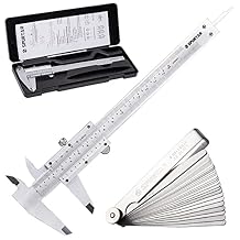 Spurtar Vernier Caliper, 6" Stainless Steel Non Digital Caliper, 0-6Inch/0-150mm Manual Micrometer Caliper with 32 Blade Steel Feeler Gauge