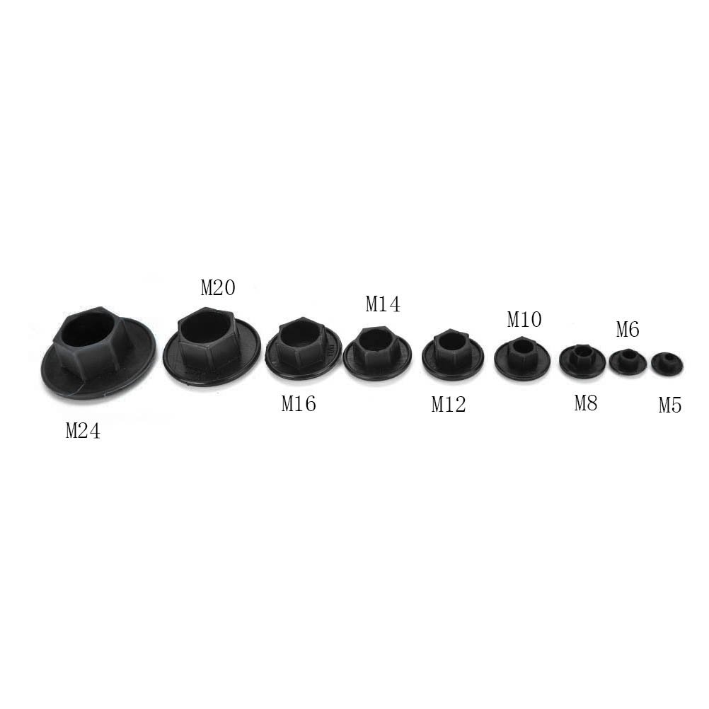 20PCS M5-M24 Black Hex Socket Allen Bolt Screw Nut Hexagon Head Cover Cap Protector Fasteners Screws Covers Caps - (Size: M10)