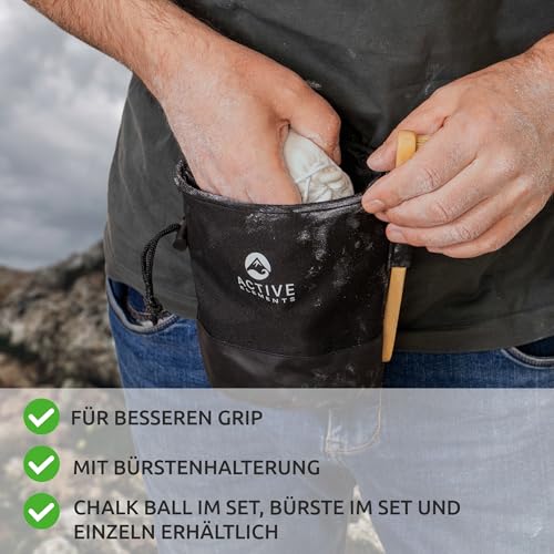 Chalkbag - Boulderzubehör als Set und einzeln: Chalkbag, Chalk Ball, Boulder Bürste und Finger Tape - ideale Kletterausrüstung für die nächste Session, Bouldern Geschenk. Einzelnes Chalk Bag