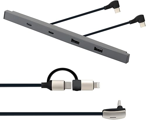 Hub USB Tesla para consola central modelo Y Modelo 3 2021-2023 + cable de carga 2 en 1, compatible con carga rápida USB-C, accesorios Tesla Model 3Y