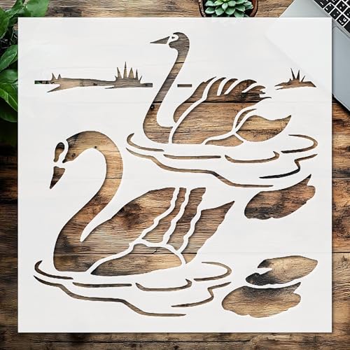 Stencil Swan, Plastic Reusable, Reusable Plastic, 5.5 inchL x 5.5 inchW, for DIY Crafts and Home Decor