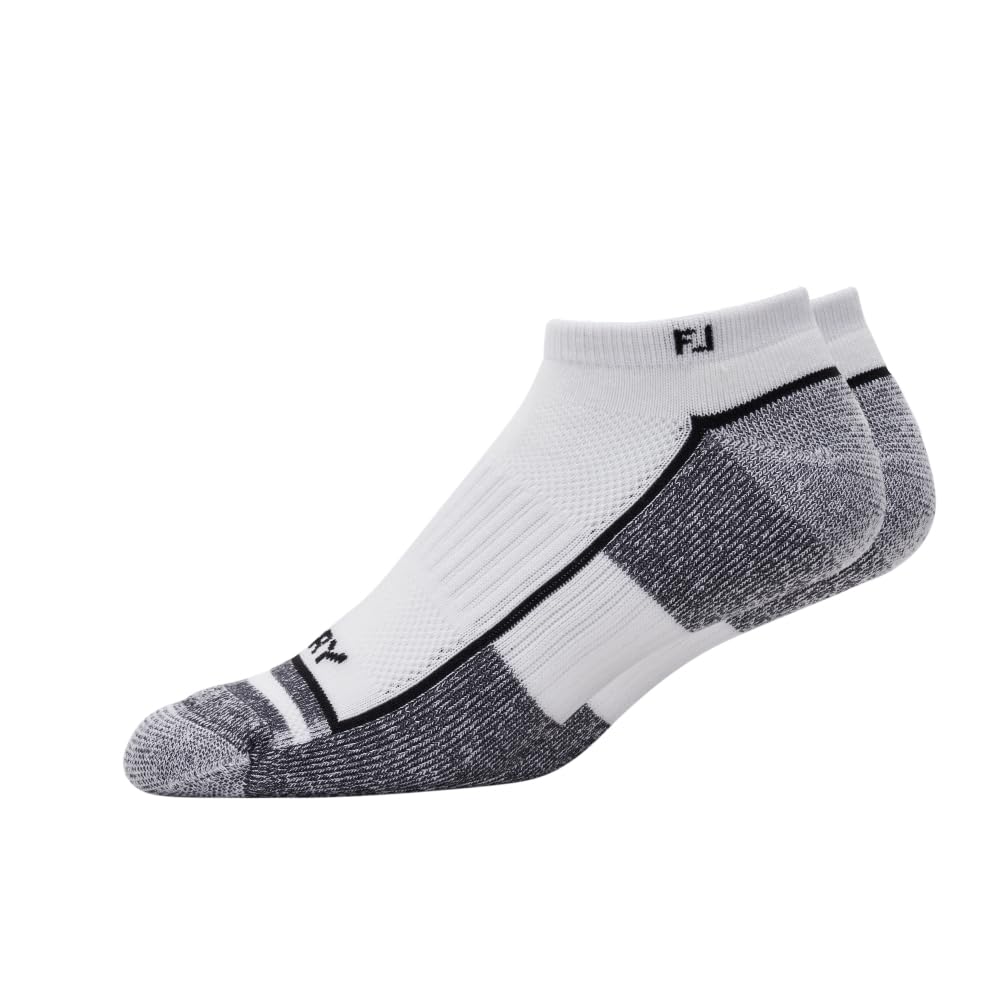 FootJoy Men's ProDry Low Cut Socks, White, Fits Shoe Size 7-12