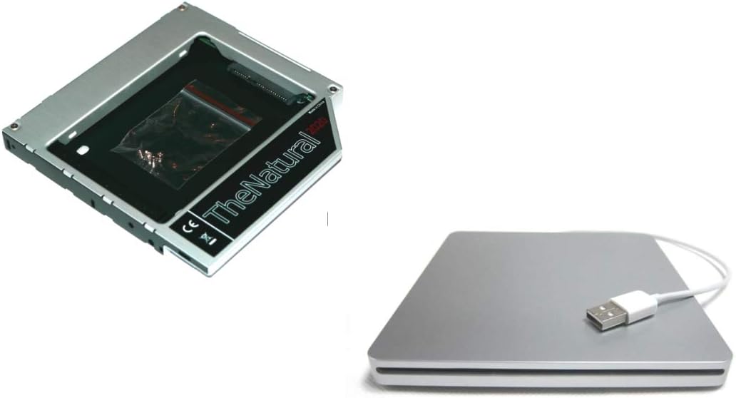 HDD/SSD adapter caddy for Apple iMac 20" 21.5" 24" 27" (2009 - 2011) replaces SuperDrive + slot-in USB enclosure for SuperDrive 12.7 mm (SATA - SATA) - TheNatural2020