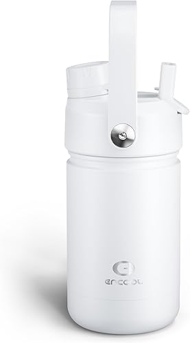 Miniatura 148 de ENCOOL Botella de agua aislada con popote, de acero inoxidable, a prueba de fugas, sin BPA, al vacío de doble pared que se mantiene fría durante 24