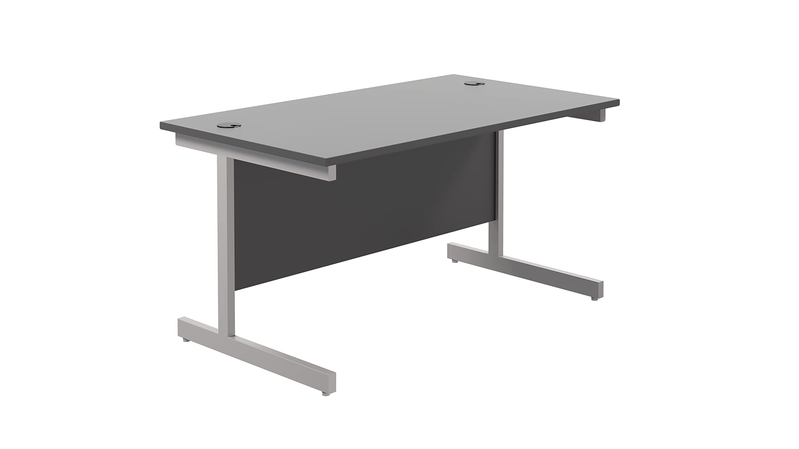 Office Hippo Heavy Duty Rectangular Cantilever Desk - Home Office Table + Integrated Cable Ports, PC Desk - 5 Yr Warranty - Silver Frame/Oak Top, 120cm x 80cm — view 13
