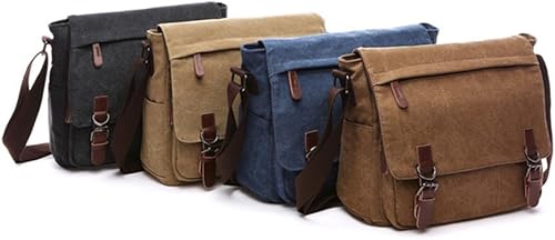 Miniatura 6 de Sechunk Canvas Leather Messenger Bag Shoulder bag Cross body bag Crossbody large for men boy girl student school