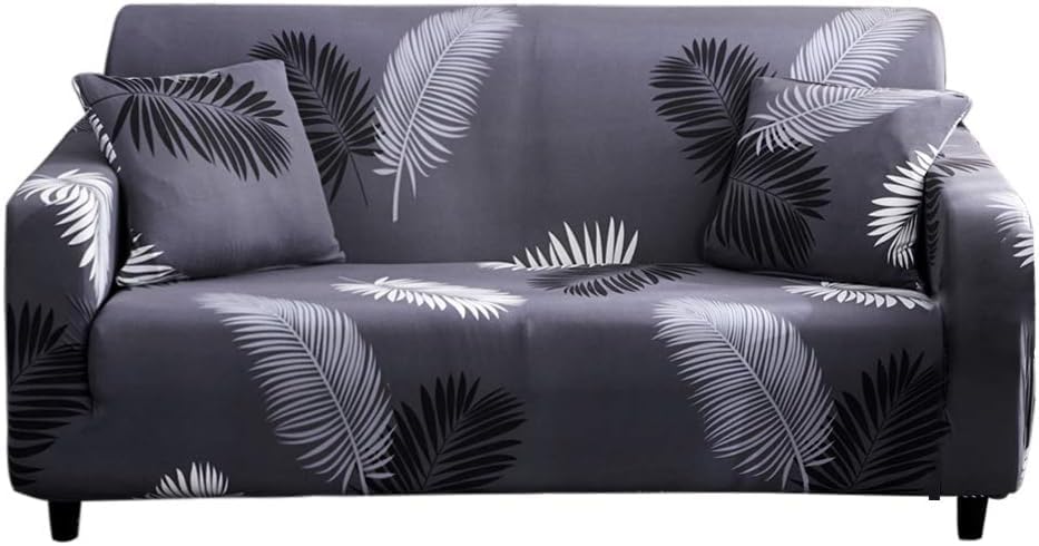 KRISHYAM Stretch Sofa Covers 4 Seater Couch Cover Printed Sofa Slipcovers for Couches Non-Slip Stain-Resistant Patterned Soft Fabric Sofa Cover Furniture Protector (Grey Black White Leaf) (B0CQ7CSQXG) Amazon Price History, Amazon Price Tracker