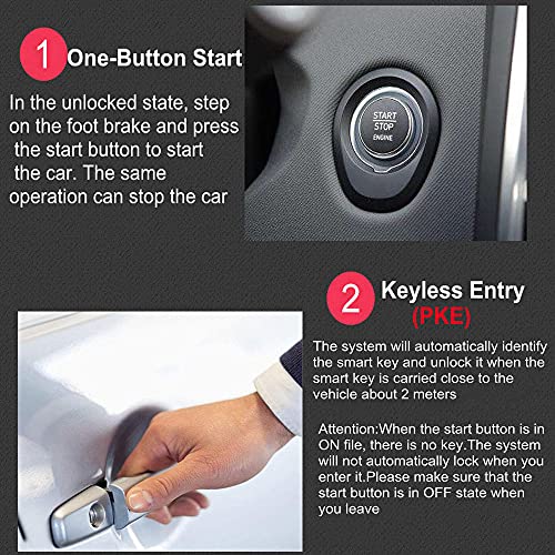 Car Alarm Pke Passive Keyless Entry System Push Start Button Remote Engine Start Remote Trunk Release For Most 12V Cars((X1) #TOP1