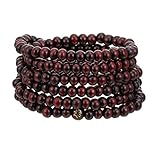 QHQQXN MOCHAMIK 6mm oración 216 Cuentas de sándalo Natural Budista Buda Madera Mala Cuentas Pulseras Mujeres Hombres joyería Collar