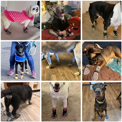 KOOLTAIL Meias antiderrapantes para cães - aderência dupla face para piso de madeira, 3 pares de bot