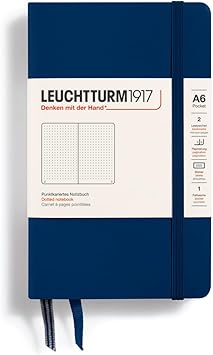 LEUCHTTURM1917 - Notebook Hardcover Pocket A6-187 Numbered Pages for Writing and Journaling (Navy, Dotted)