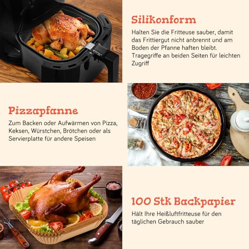 FTUREERA 21cm Heißluftfritteuse Zubehör, 213 Stück Airfryer Zubehör für Philips XL 6,2L, XXL 7,2L/7,3L/8,3L, für COSORI 5,5L, für Ninja 6,2L, für Cecotec 6L, für Aigostar 7L – Bild 5