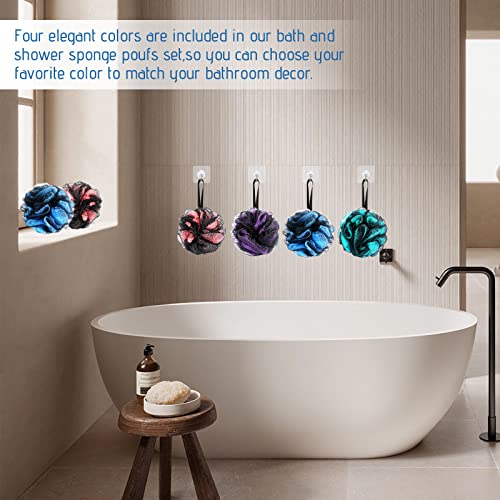 10 Pack Bath Shower Loofah Sponge,40G Bath Mesh Pouf Shower Ball Body Scrubber,Exfoliator Scrubber Ball For Women And Men In Beauty Bathing Accessories 4 Colors #TOP4
