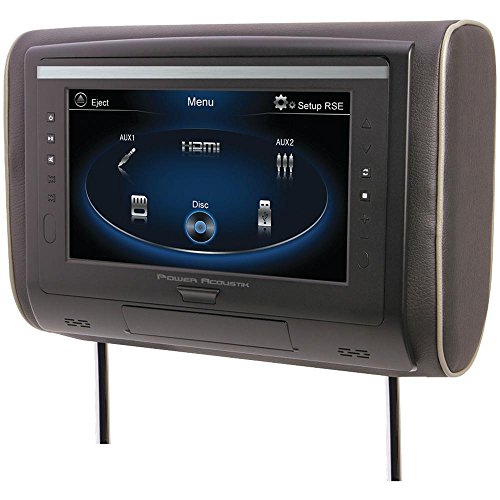 Power Acoustik HDVD-94 9"" LCD Universal Headrest with IR & FM Transmitters & 3 Interchangeable Skins (DVD Player), Black