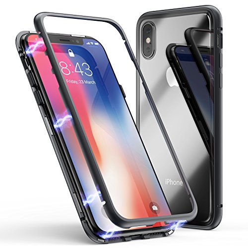 iPhone X Case, iPhone XS Case, ZHIKE Magnetic Adsorption Case Metal Frame Tempered