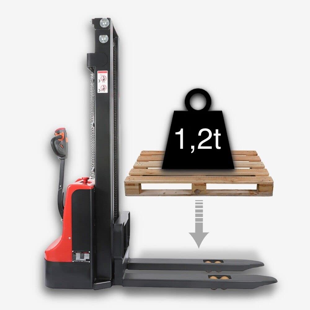 SCHORR Elektrostapler, Elektro Hochhubwagen, 1,2t Tragkraft, Deichselstapler, Hubhöhe 3000mm, wartungsfreundlich, stabil