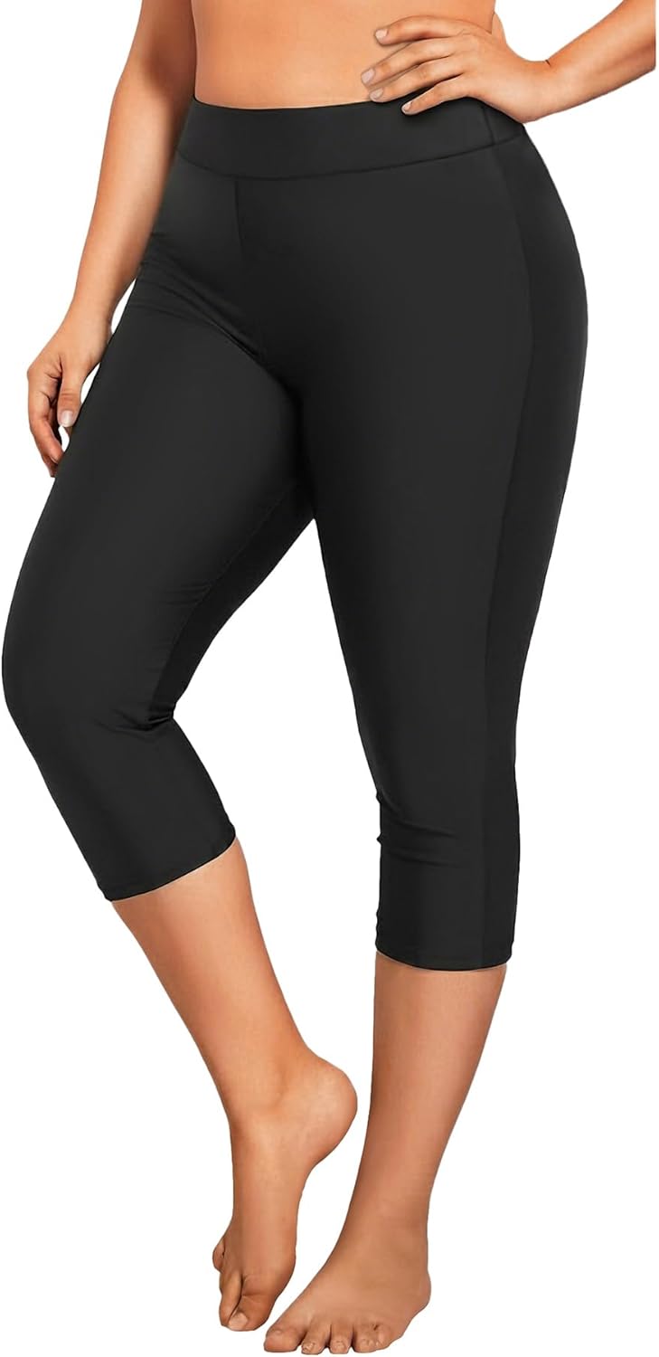 Pinup Fashion Swim Pants Women - Swimming Capris High Waisted Swimsuit Leggings UV Swimwear Tights