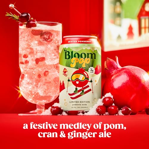 Image of Bloom Pop Prebiotic Soda, Gut Health Support, Winter Pomberry, 12 Pack | Winter pomberry flavor with clinically backed prebiotics for gut health, metabolism support and soda satisfaction.