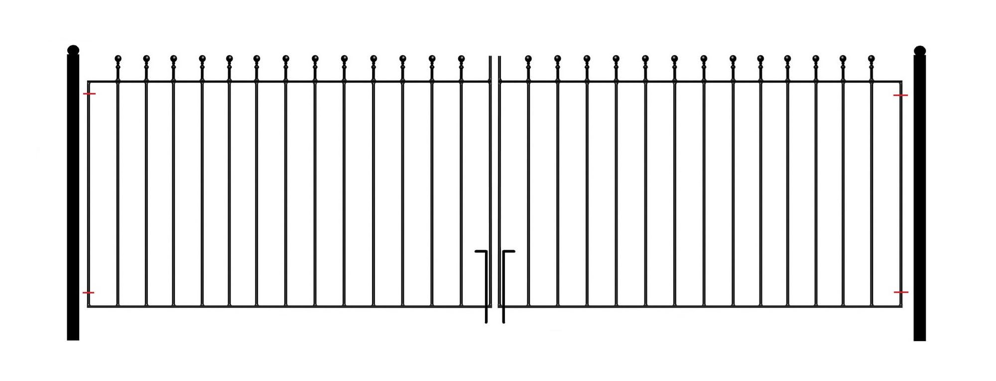 Manor Ball Top Metal Garden Driveway Gates Galvanised Wrought Iron Dual Swing Gate (3048mm (10ft) Gap x 915mm High MAZP49)