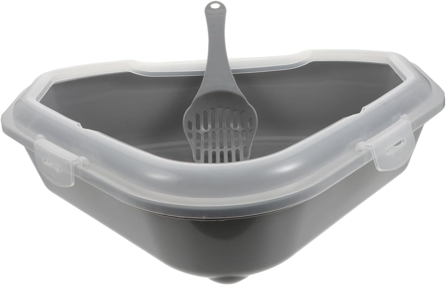 Semi-Closed Cat Litter Box Large -Splash Design for Kittens Cats Material Easy Cleaning for Breeds Grey Color