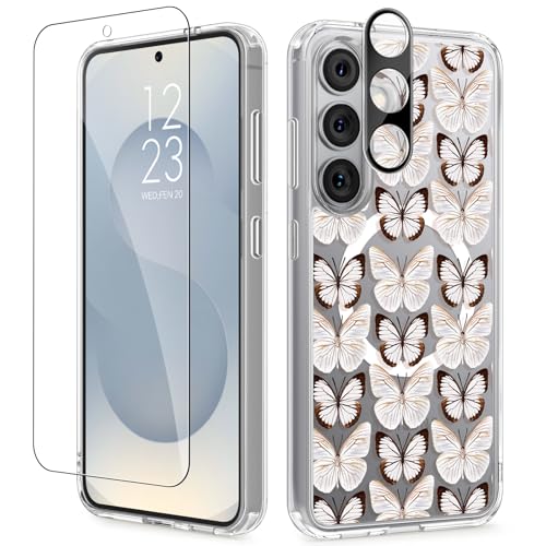 GVIEWIN for Samsung Galaxy S25 Plus Case Floral Clear Slim Non-Yellowing