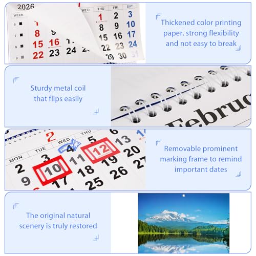 Image of Flenpptly 2026 Wall Calendar Large Wall Calendar 3 Month Display Vertical Calendar with Thick Paper 33 inch x 13 inch from Dec 2025 to Jan 2027 for Perfect Daily Planner (Blue-1)