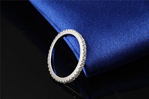 THREE MAN 0.55 CT Eternity Ring Wedding Band NSCD Simulated Diamond Infinity Ring for Women Sterling Silver in 18K White Gold Plated4