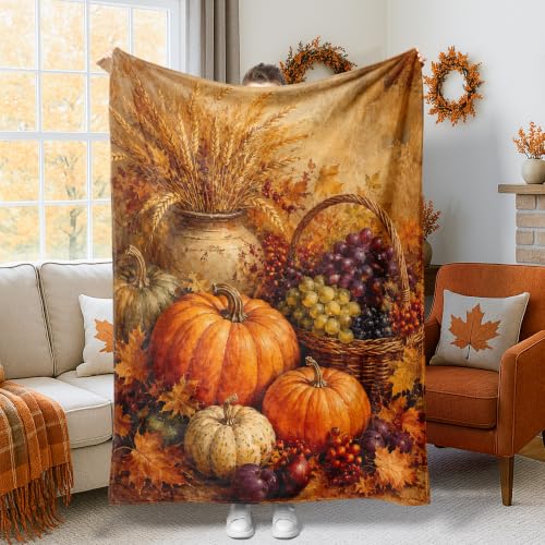Jeté de citrouilles rustiques cadeau idéal Thanksgiving couverture pelucheuse déco