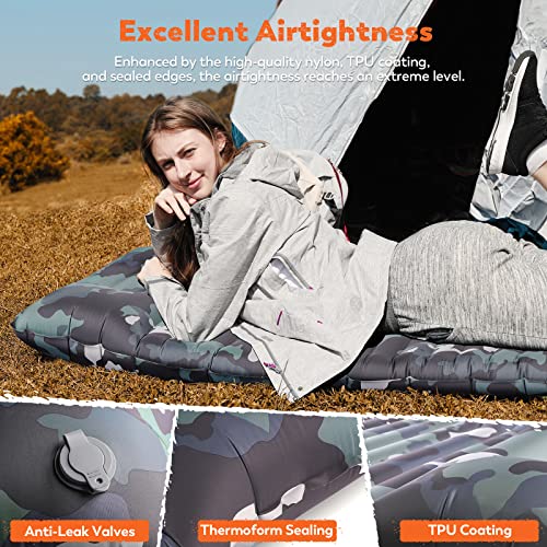 Inflatable Sleeping Pad For Camping, Thickness 3.9 Inch Self Inflating Sleeping Pad With Pillow, Lightweight, Comfortable, And Portable Sleeping Mat For Backpacking, Hiking Camouflage #TOP3