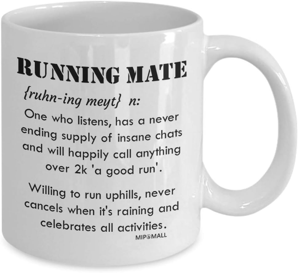 MIPOMALL Running Mugs for Women Men Best Friends, Birthday Gifts for him her, Christmas Presents Gifts, Running Mate, MG0015