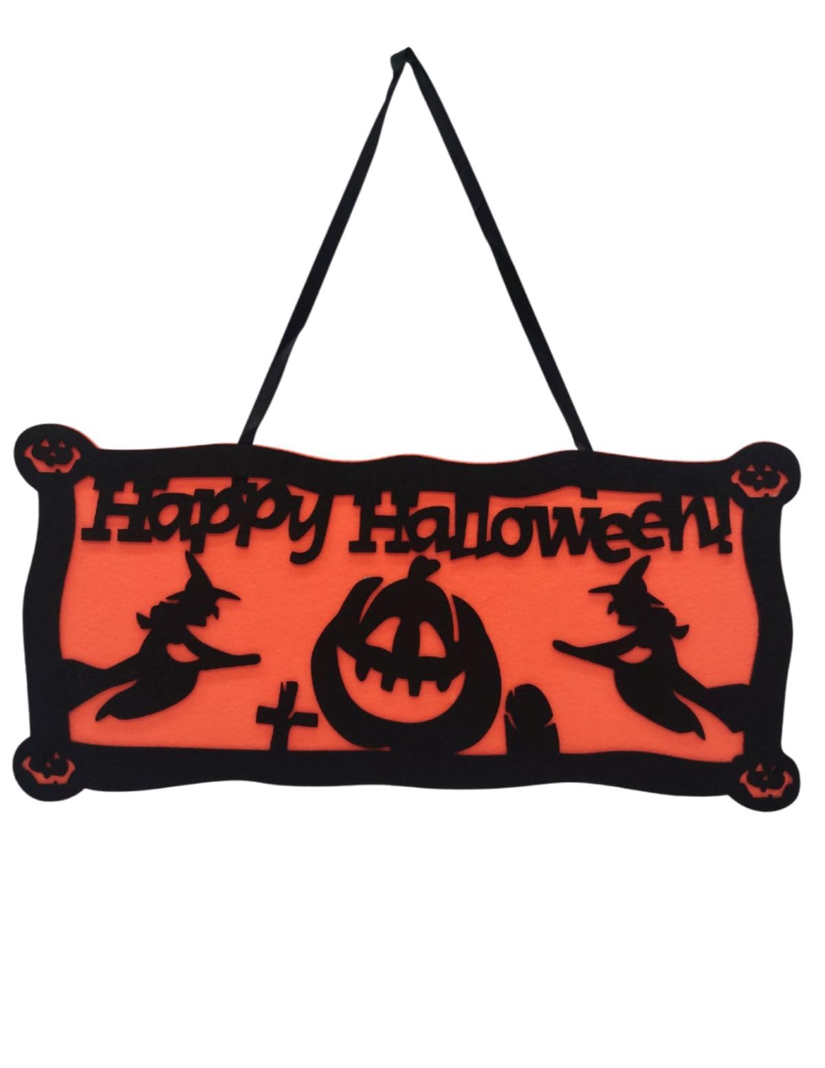 BookMyCostume Happy Halloween Party Plate Banner Wall Hanging Decoration Accessory for Halloween Free Size Orange/Black