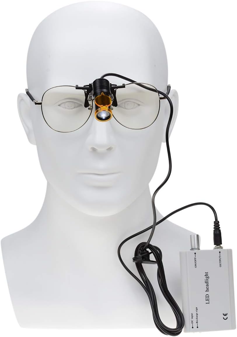 EustomA 5W LED Headlight Iron Clip On Waist Hanging Type HeadLamp for Binocular Loupes DY-008 Silver