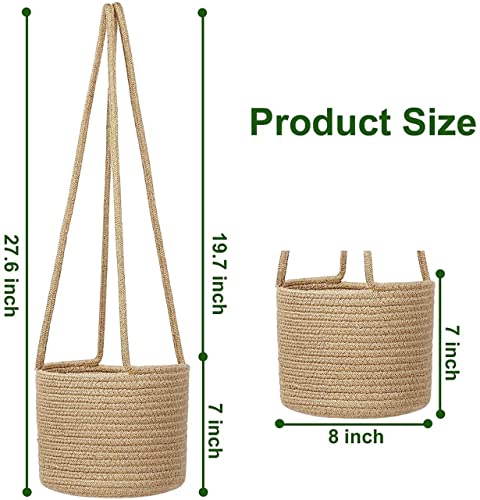 Image of ZAVEZA- Eco Friendly Hanging Planters Cotton Rope Basket, Plant Holder with Large Handle Set of 1 (Size- 8 X 6 Inches)